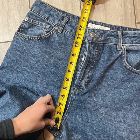 Topshop Womens Medium Wash Button Fly High Waisted Jeans Straight Leg Mom 28 - Picture 5 of 7